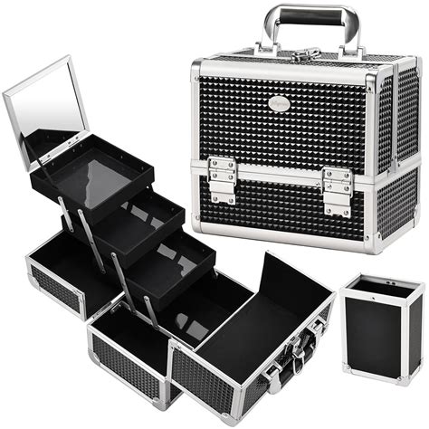 black metal makeup box|Joligrace Makeup Box Organizer Large Makeup Case 3.